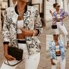 Women's Autumn Slim Long Sleeve Printed Short Jacket Round Neck Comfortable Casual Commuter Jacket
