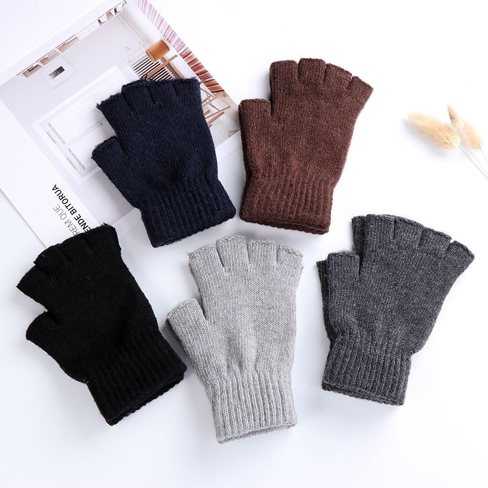 Fashion Cashmere Stretchy Half Finger Gloves Wool  Knitted Typing/Texting Gloves Fingerless Gloves