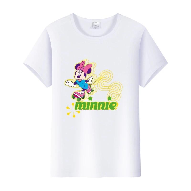Fashion Summer Blouses T-shirt White 2000s Tees Cartoon Minnie Tshirt Mickey Mouse Tops Graphic Clothes Unisex