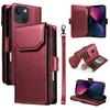 For iPhone 14 Plus Case with Multi-Card Holder and Strap PU Leather Phone Cover Stand
