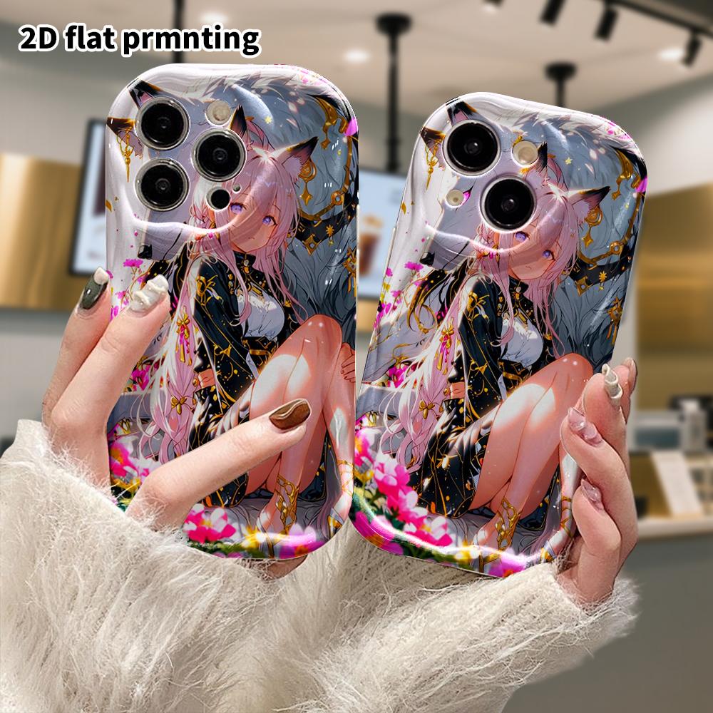 Phone Case: 2D flat, suitable for iPhone 18 17 16 15 14 13 12 Pro protective case, phone decoration, fox ear girl, perfect Christmas and Halloween hol