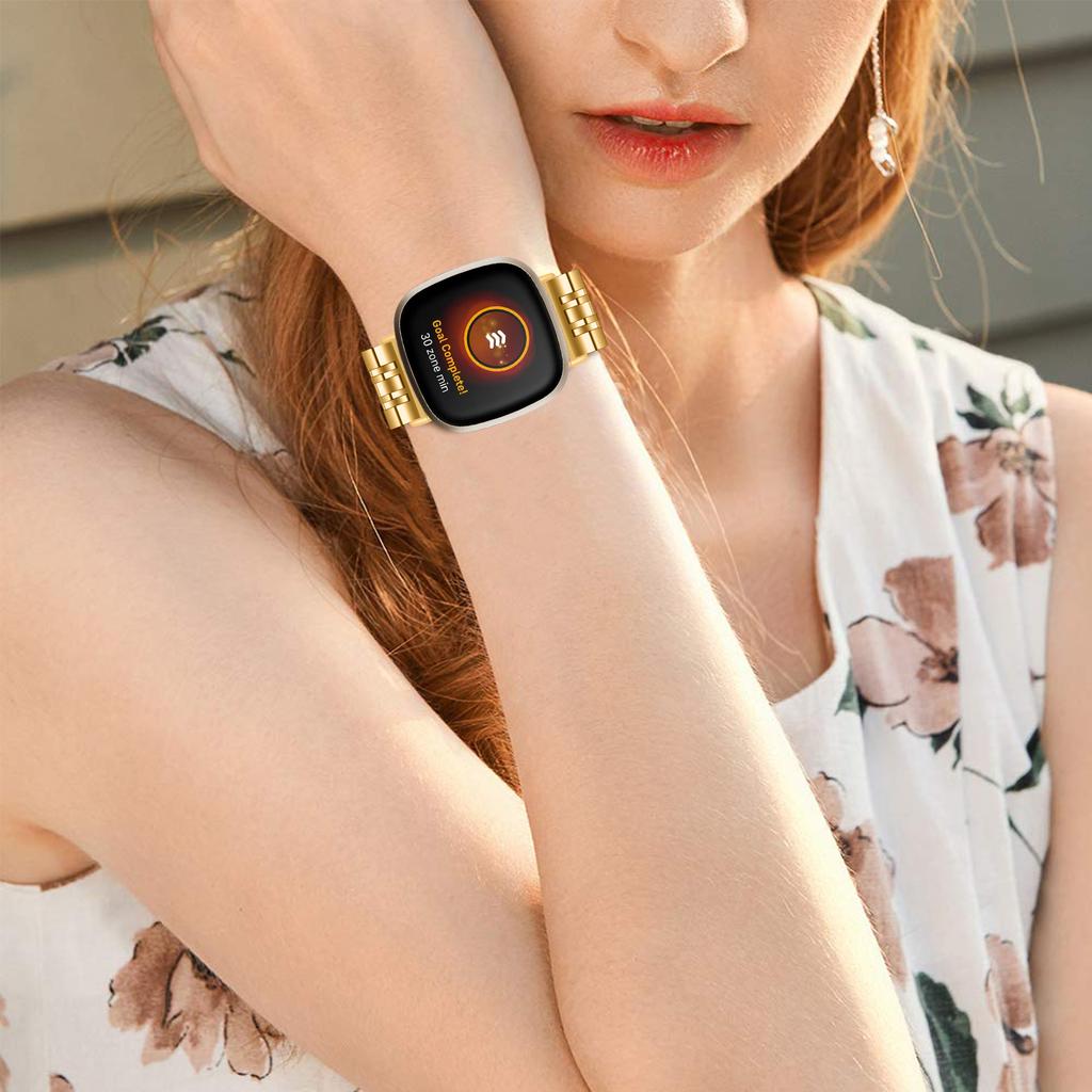 Для Fitbit Sense 2/Versa 4 Ремешок для часов из нержавеющей стали Стильный дизайн с 7 звеньями Сменный ремешок на запястье