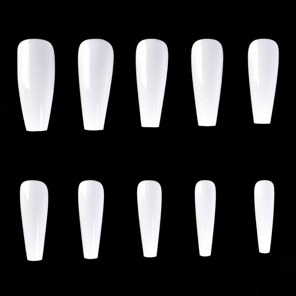 kads 500 шт. длинные трапециевидные накладные ногти без складок, искусственные накладные акриловые типсы с полным покрытием, прозрачный белый гель для маникюра