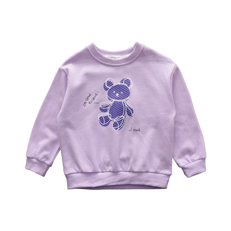 Kids Girls Spring Autumn Long Sleeve O Neck Cartoon Bear Printed T Shirt Tops