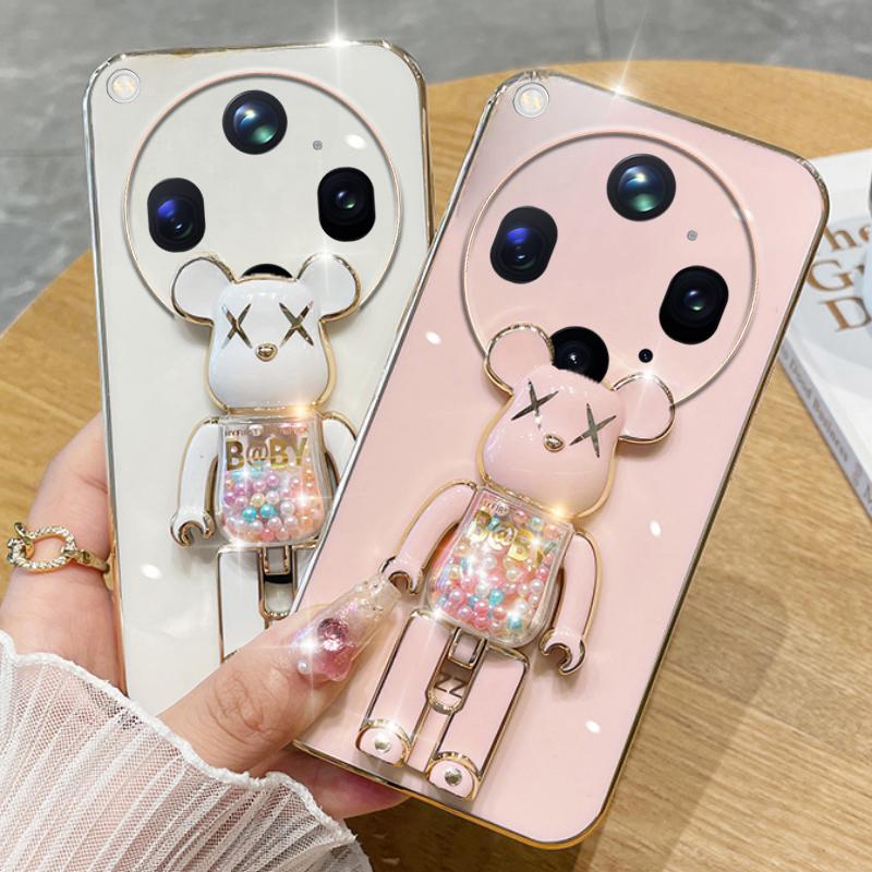 For OPPO Find X9 Ultra Case Soft Electroplated Quicksand Hourglass Pellet KWAS Bear silicone shockproof Protector Smooth for OPPO Find X9S Back Cover