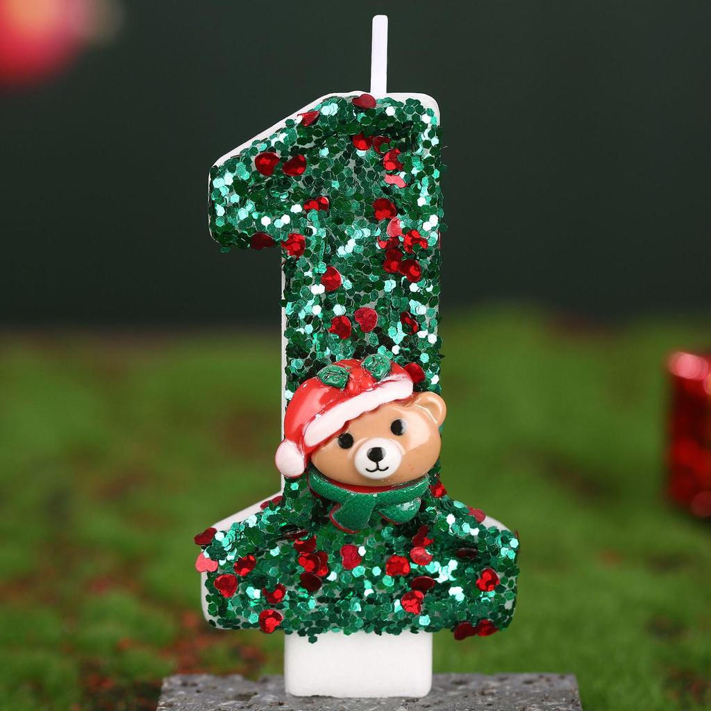 Christmas Bear Number Candles: Holiday Cake Toppers & Decorations