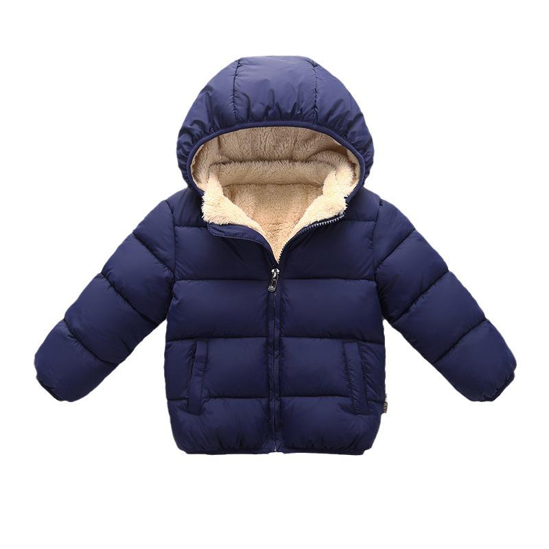 Winter 2025 Cotton Hooded Children's Down Jacket with Fleece Lining - Thickened for Boys and Girls