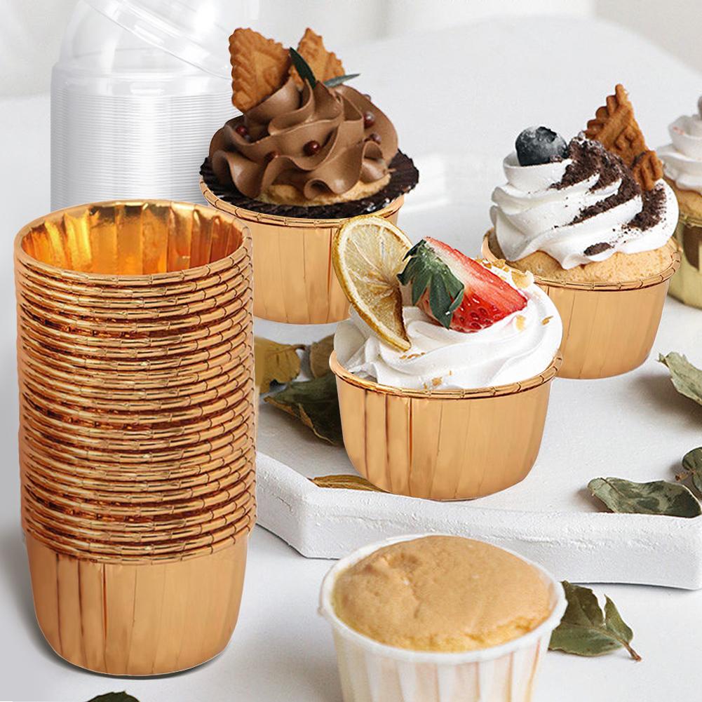 EY# 50 шт. формочки для кексов одноразовые переносные формочки с 50 шт. крышками для выпечки