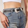 Trendy Womens Faux Leather Belt With Water Diamond Embellishments For Jeans And Lounge Wear