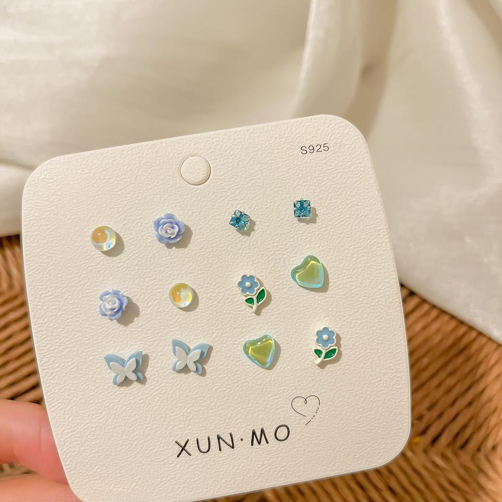 Летний комплект из серебряных сережек-игл: Милые, свежие, универсальные ушные косточки и гвоздики