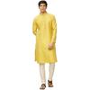 Мужской набор Kurta Pyjama Manyavar горчичного цвета из смешанной вискозы с самобытным дизайном (M)