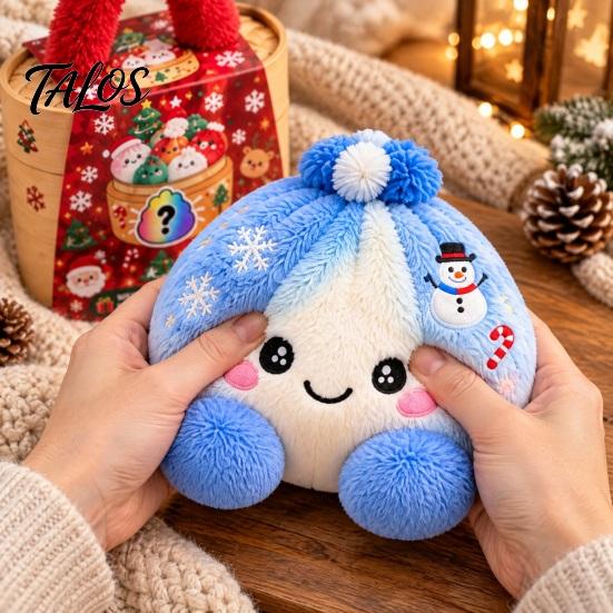 Плюшевая Мультяшная Игрушка Пельмень Рождественская с Пароваркой, Снятие Стресса Начиненная Плюшевая Булочка на Пару Украшение Сжимаемая Игрушка, для Праздничной Улыбки