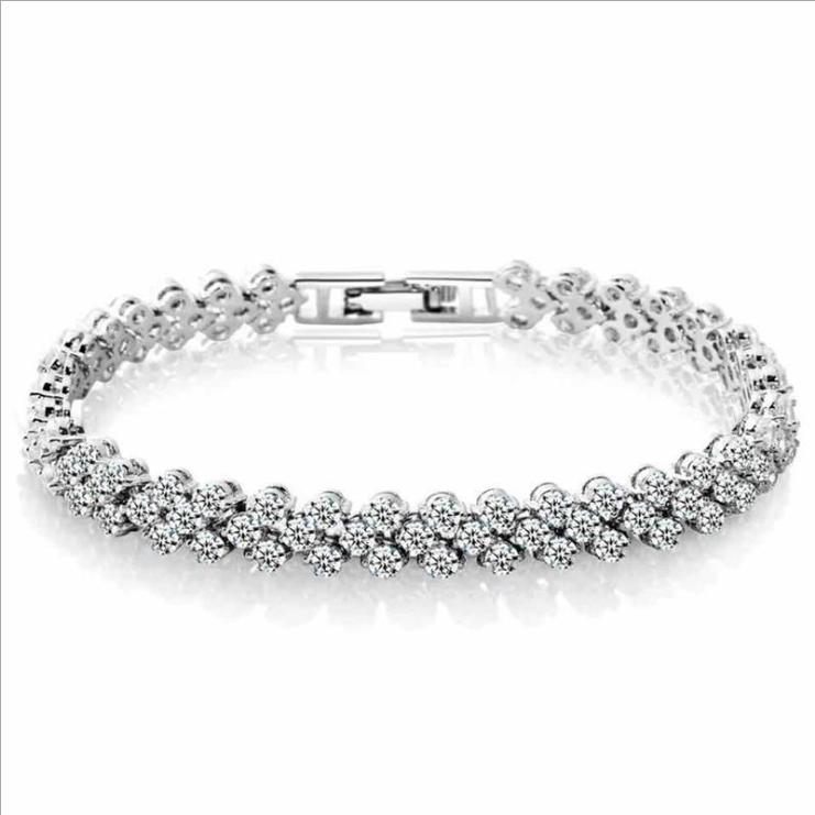 Fashion Women Roman Bracelet Zircon Crystal Hand Chain Valentine's Day Gift