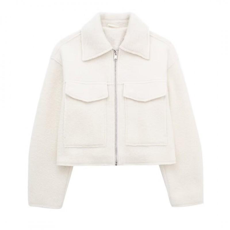 Womens Casual Loose Short Wool Blend Jacket Coat Solid Color Fall Outerwear