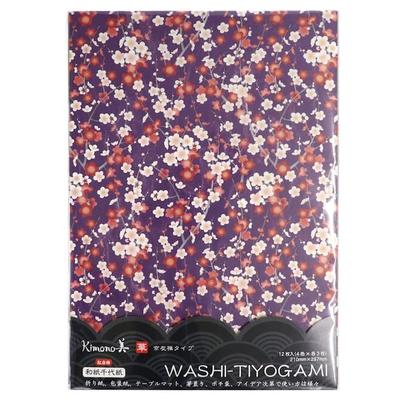 Kamiiso Kimono Beauty Washi Chiyogami Цветок Формат A4 12 Листов Красные и Белые Цветы Сливы 2203 №