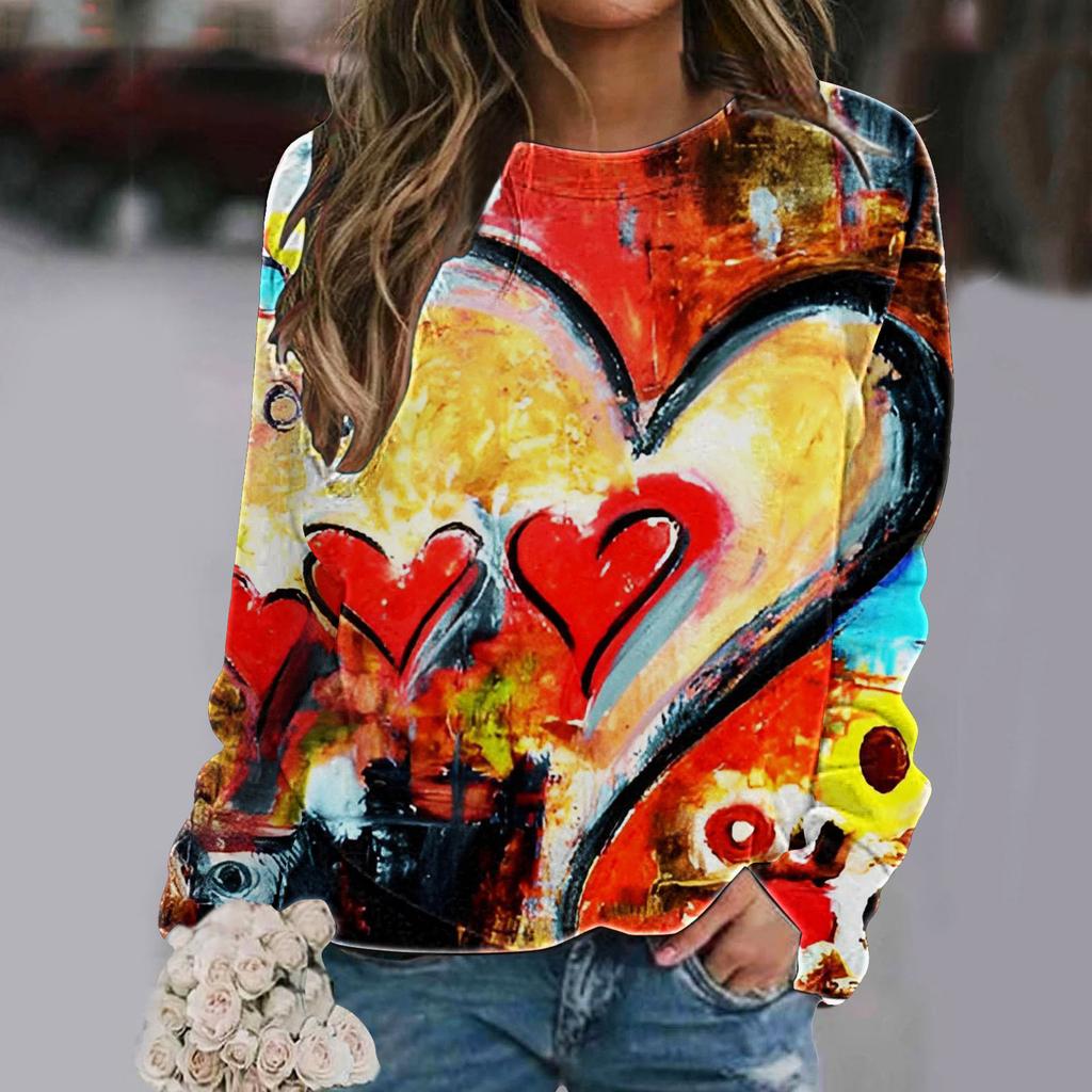Свитшоты с принтом Love Heart 3D, новые осенне-зимние женские модные толстовки с длинным рукавом, свитера большого размера Y2k, топы, женская одежда