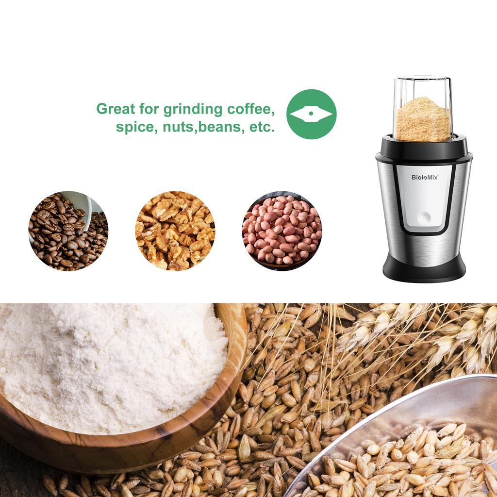 BioloMix 3-in-1 Multifunctional Food Processor 700W Portable Juicer Blender Personal Smoothie Mixer Food Chopper and Dry Grinder