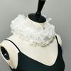 Fashion Womens Layering Ruffled Lace False Collar Ribbon Tie Chokers Shawl Wrap Neck Ruff Necklace