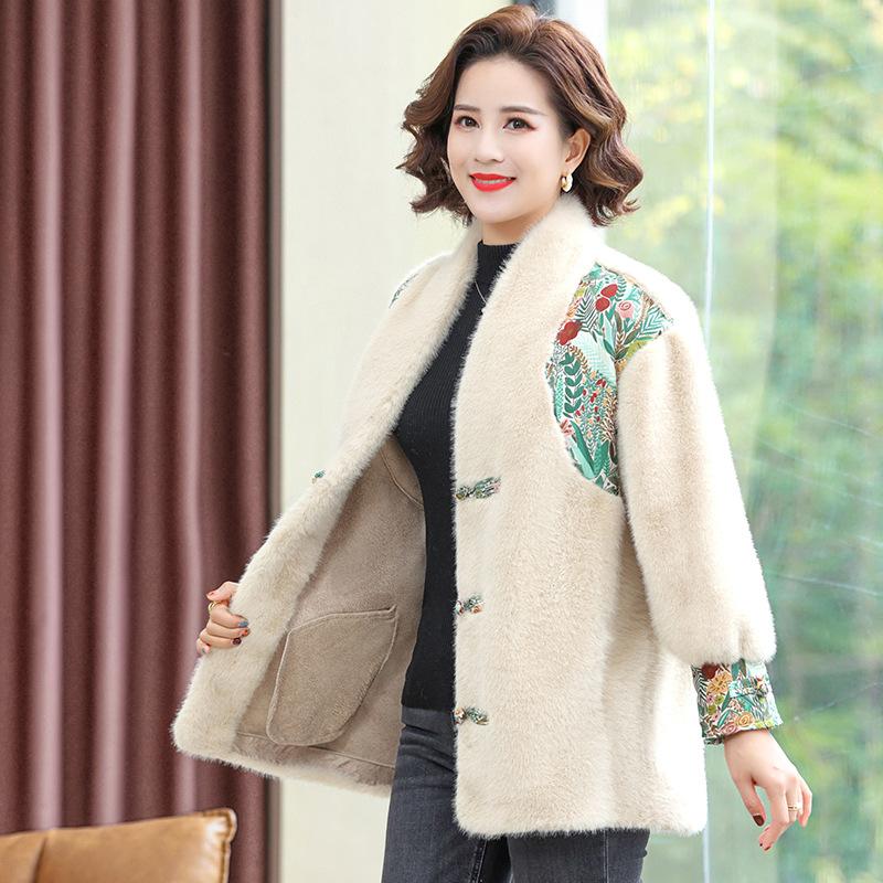 Новое осенне-зимнее платье для мамы из искусственного норкового флиса, женское короткое меховое пальто среднего и старшего возраста, большое утепленное пальто среднего возраста