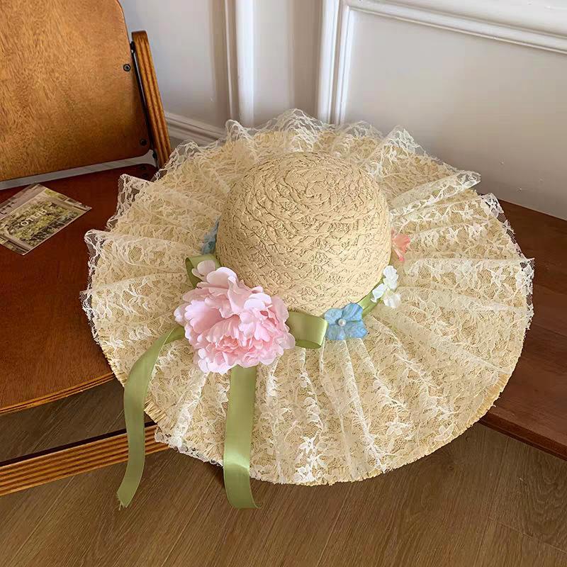 Lafite French big-brimmed beach hat seaside vacation sunscreen hat new hollow design sunshade straw hat women