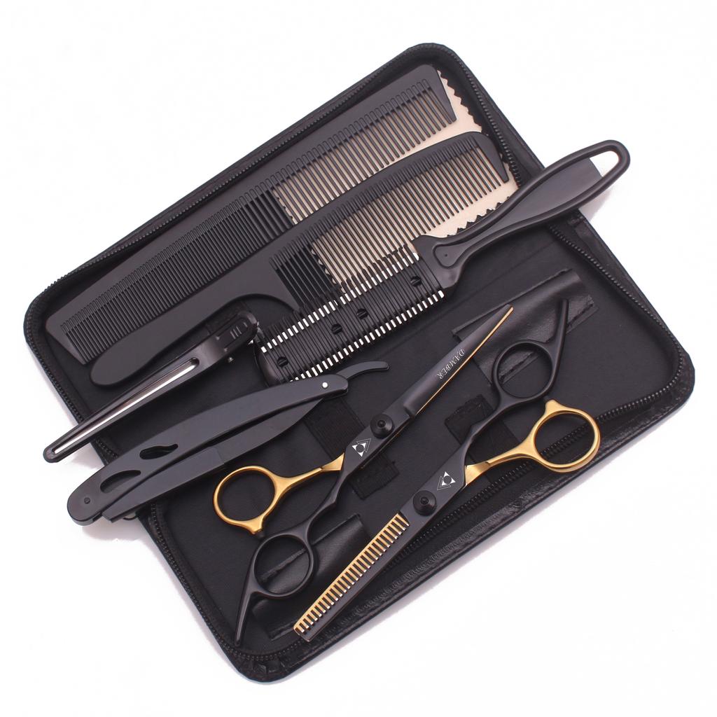 6.0 Hairdressing Scissors Hair Cutting Thinning Shears Set For Home Human & Dog Cat Pets Gromming Japanese Stainless
