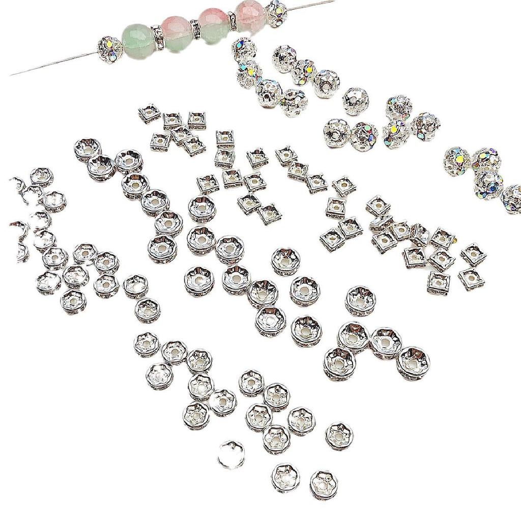 10 шт. полых бусин-разделителей со стразами для изготовления украшений своими руками
