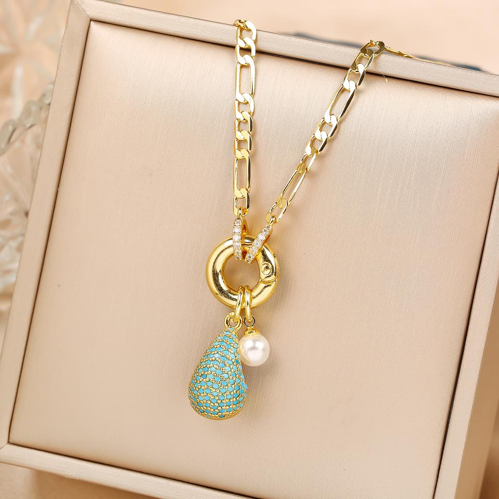 2Pcs Shiny Zirconia Water Drop Necklace Comma Earrings Jewelry Set Jewelry choker Luxury for Woman Girl Daily Party Jewelry Gift