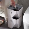 Stackable Trash Can Creative with Lid Kitchen Waste Bin Bathroom Household Wet and Dry Plastic Living Room Paper Basket