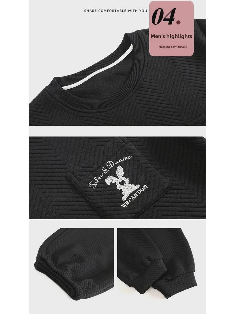 Cozy Winter Air Cotton Couple Pajamas Set: Warm Pullover Suit for Men and Women, Perfect for Home or Outdoor Wear