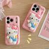 Розовый Милый 3D Держатель KT Head Grip Tok Чехол для Телефона Для iPhone 17 Pro Max 16 Pro 15 Pro 14 Plus 13 12 17 Pro Ударопрочный Чехол для Телефона