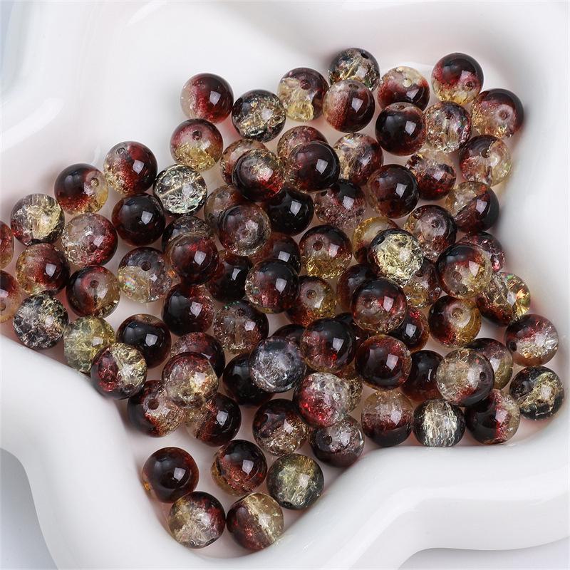 Комплект браслетов из бисера Summer Jelly Gold Glitter: Двойные стеклянные круглые бусины и полусахарные пузырчатые бусины