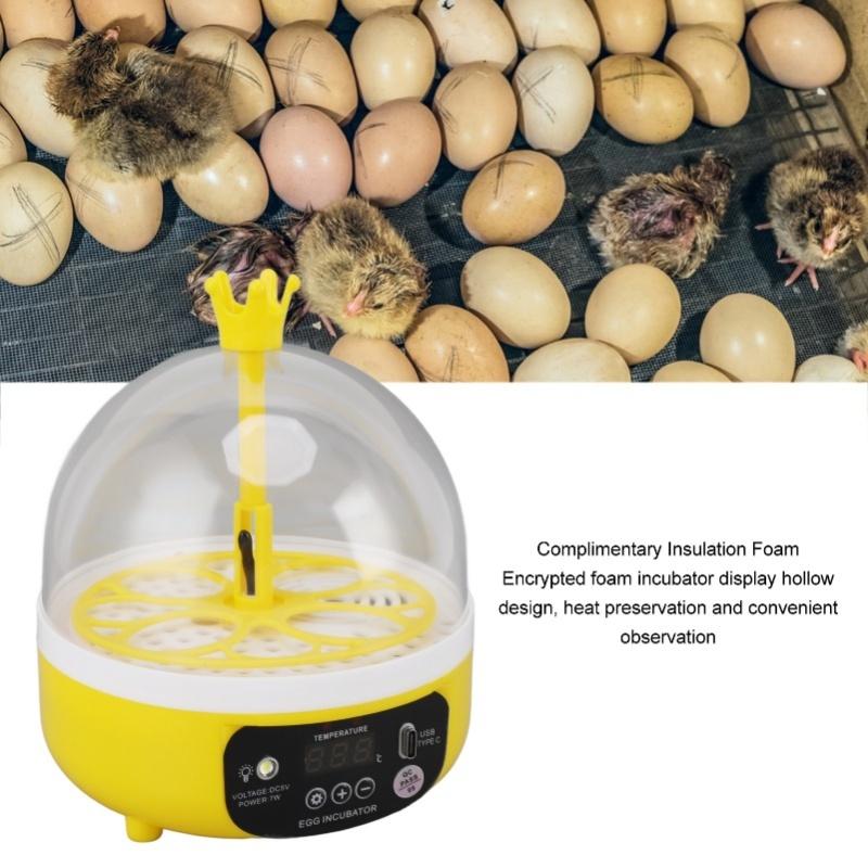 Mini Egg Incubator For Home Automatic Temperature Humidity Control 4 Eggs Candler Poultry Hatching Machine