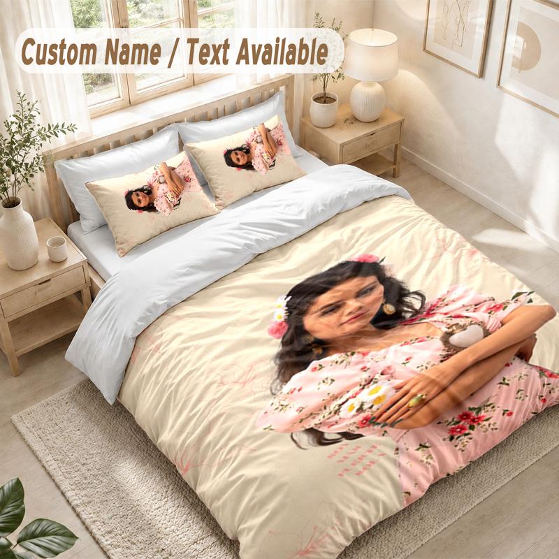 Selena Gomez Bedding Set, 1 Duvet Cover & 2 Pillowcases Soft Comfortable Bedroom Home Textile Decor