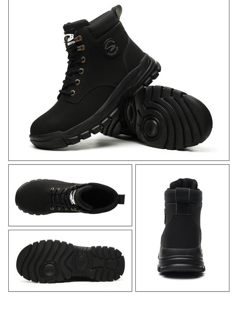 Men's Wear-Resistant Steel Toe Work Boots: Anti-Smash, Anti-Puncture, Non-Slip Safety Shoes
