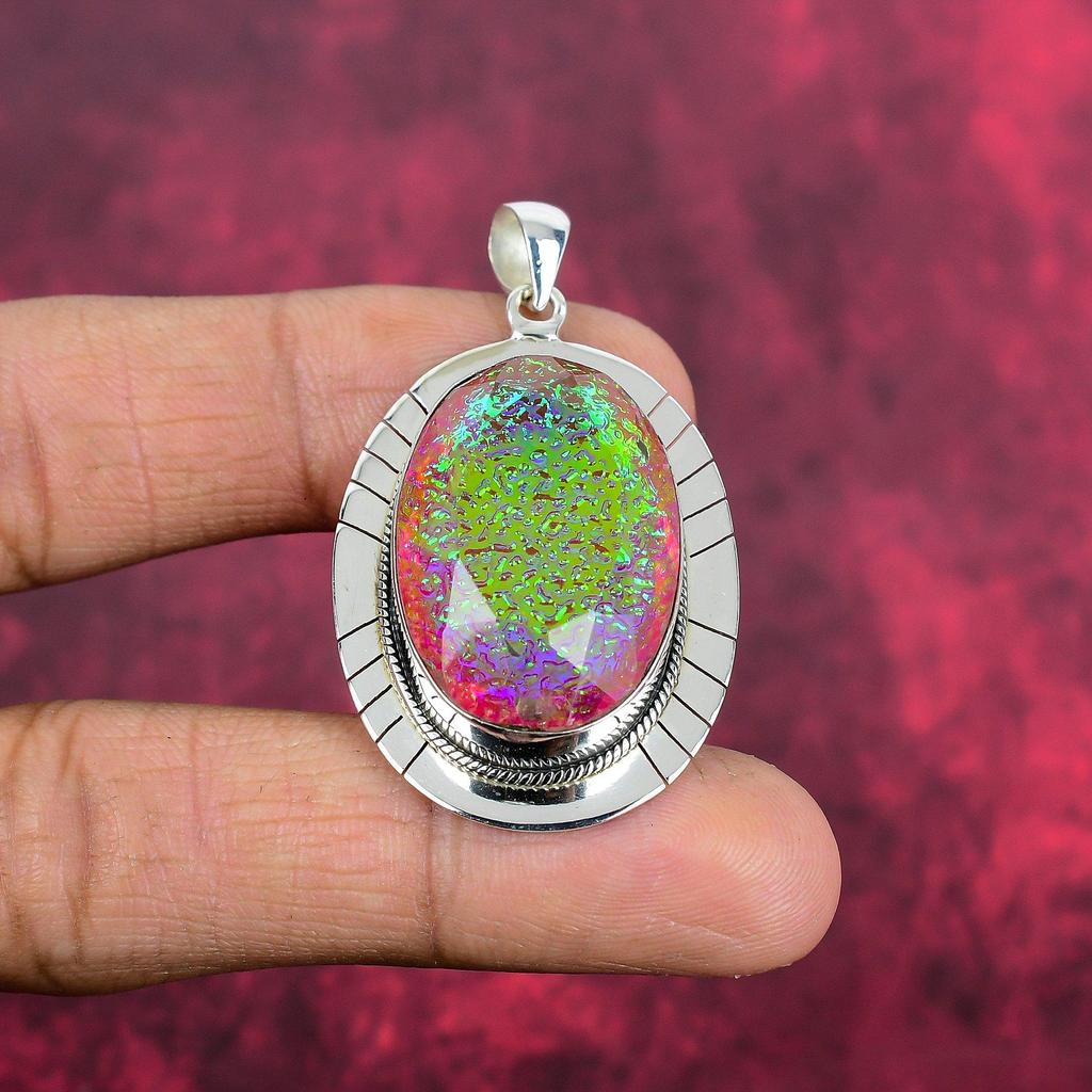 Pink Triplet Opal Pendant, 925 Solid Sterling Silver Gemstone Jewelry, Handmade Pendant, For Thanksgiving