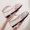 Fashion Fashion Handmade Embroidered Flowers Flats Summer Mesh Breathable Designer Shoes Elegant and Comfortable Non-slip Mary Jane Shoe