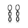 2pcs/set Black Or Silvery Unisex Punk Stainless Steel Cross Cone Feather Chain Pendant Hoop Earrings Ear Stud Jewelry Set
