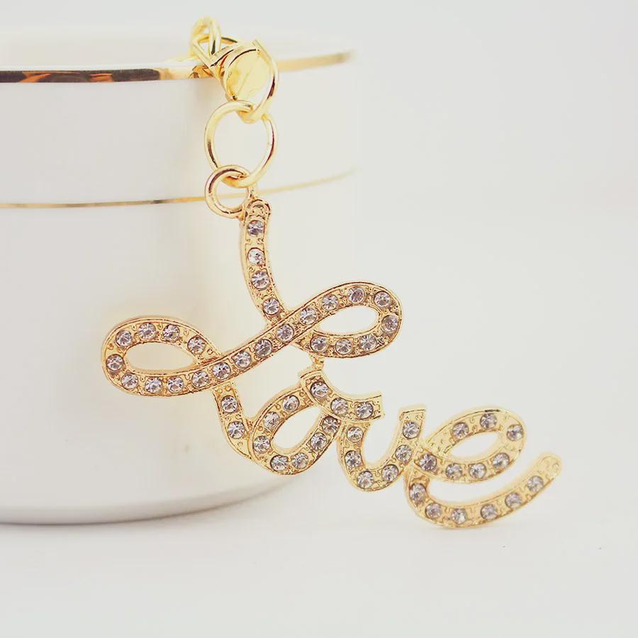 Брелок с надписью LOVE из страз - Милая металлическая подвеска для женских сумок и пар