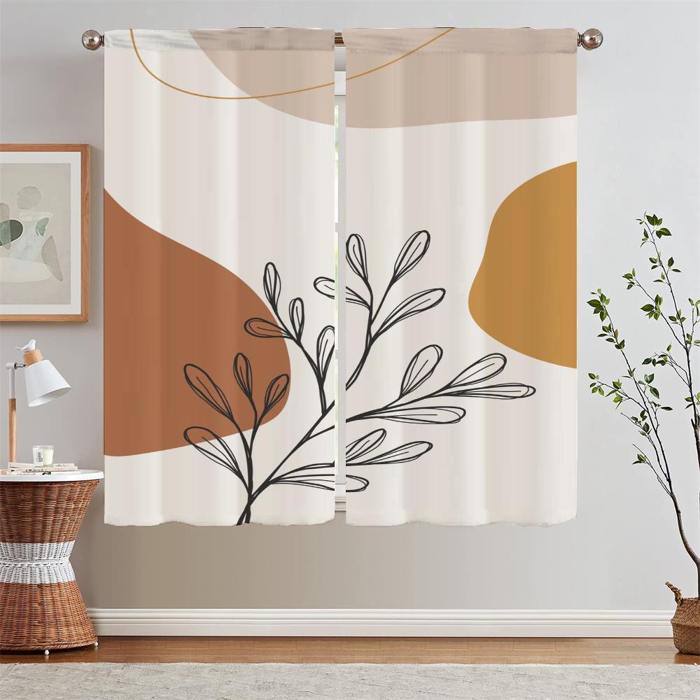 Abstract Line Pattern Kitchen Curtain Tiebacks Bedroom Blackout Curtains for Living Room Window Curtains Salon 2 Pieces Blinds