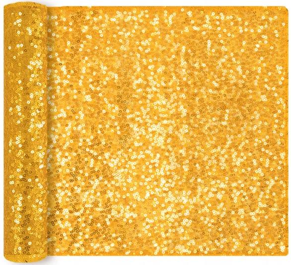Decorative Sequin Table Runner Gold Christmas New Year' Eve 200X28Cm