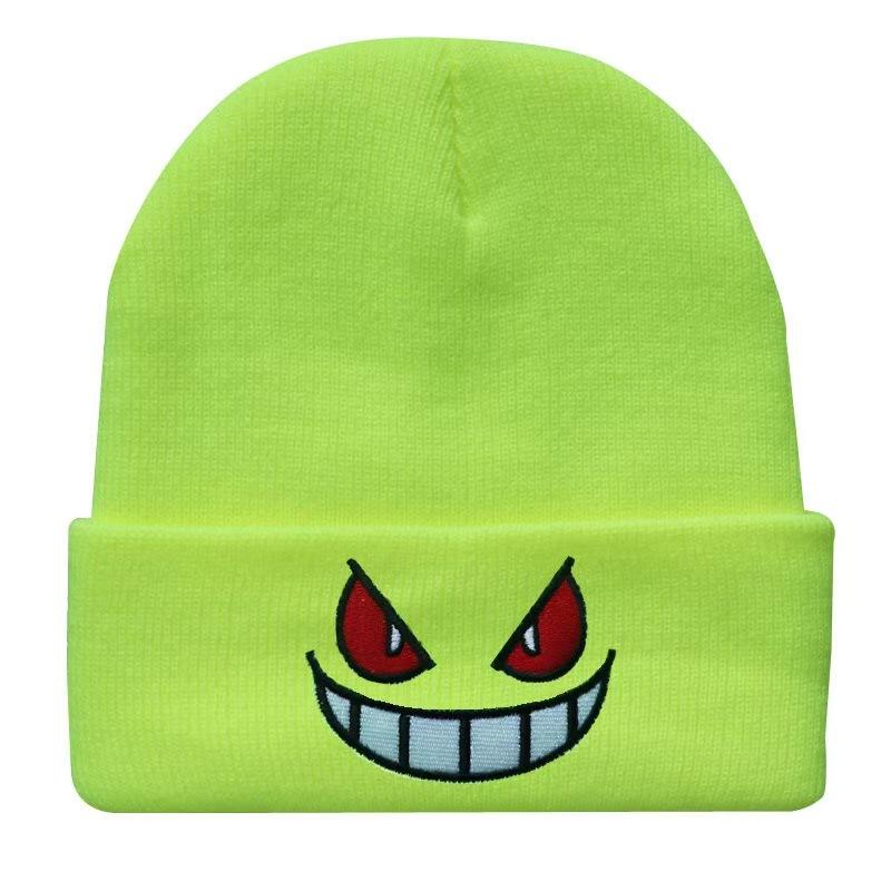 Cartoon Big Mouth Red Eyes Bag Head Hat Autumn and Winter New Embroidered Wool Knitted Hat Cover To Keep Warm