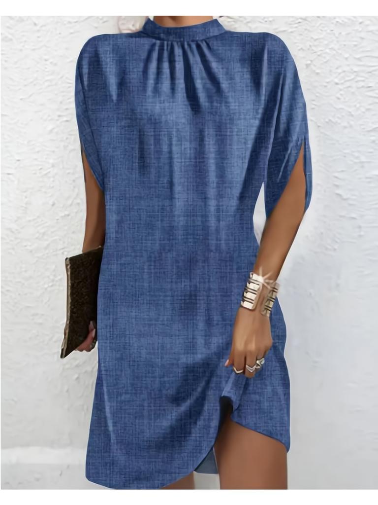 Round Neck Print Flower Dress Waist Hugging  Elegant Pleated Dress for Women Short Sleeve Loose Dresses Causal Dress