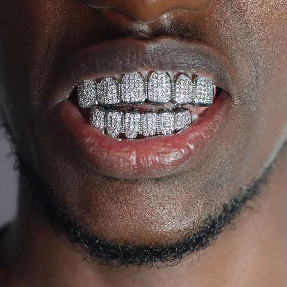 Removable Design Hiphop Teeth Grillz Top & Bottom Set Charm Teeth Grillz Dental Crown