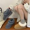 Женские серые кожаные зимние ботинки на толстой подошве 2025 новая зимняя пушистая обувь на меху и с утолщенной подошвой теплая универсальная хлопковая обувь