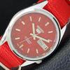 ВОССТАНОВЛЕННЫЕ МУЖСКИЕ ЧАСЫ SEIKO 5 AUTOMATIC, СДЕЛАНО В ЯПОНИИ, КРАСНЫЙ ЦИФЕРБЛАТ, ИЗГОТОВЛЕНЫ НА ЗАКАЗ a440127-2 QV90-a440127