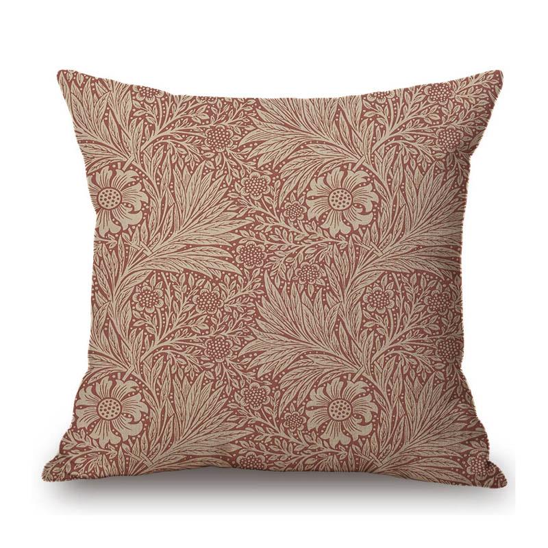 William Morris Classic Flower Pattern Apply Bay Leaf Marigold Design Cotton Linen Decorative Sofa Pillow Case Car Cushion Cover