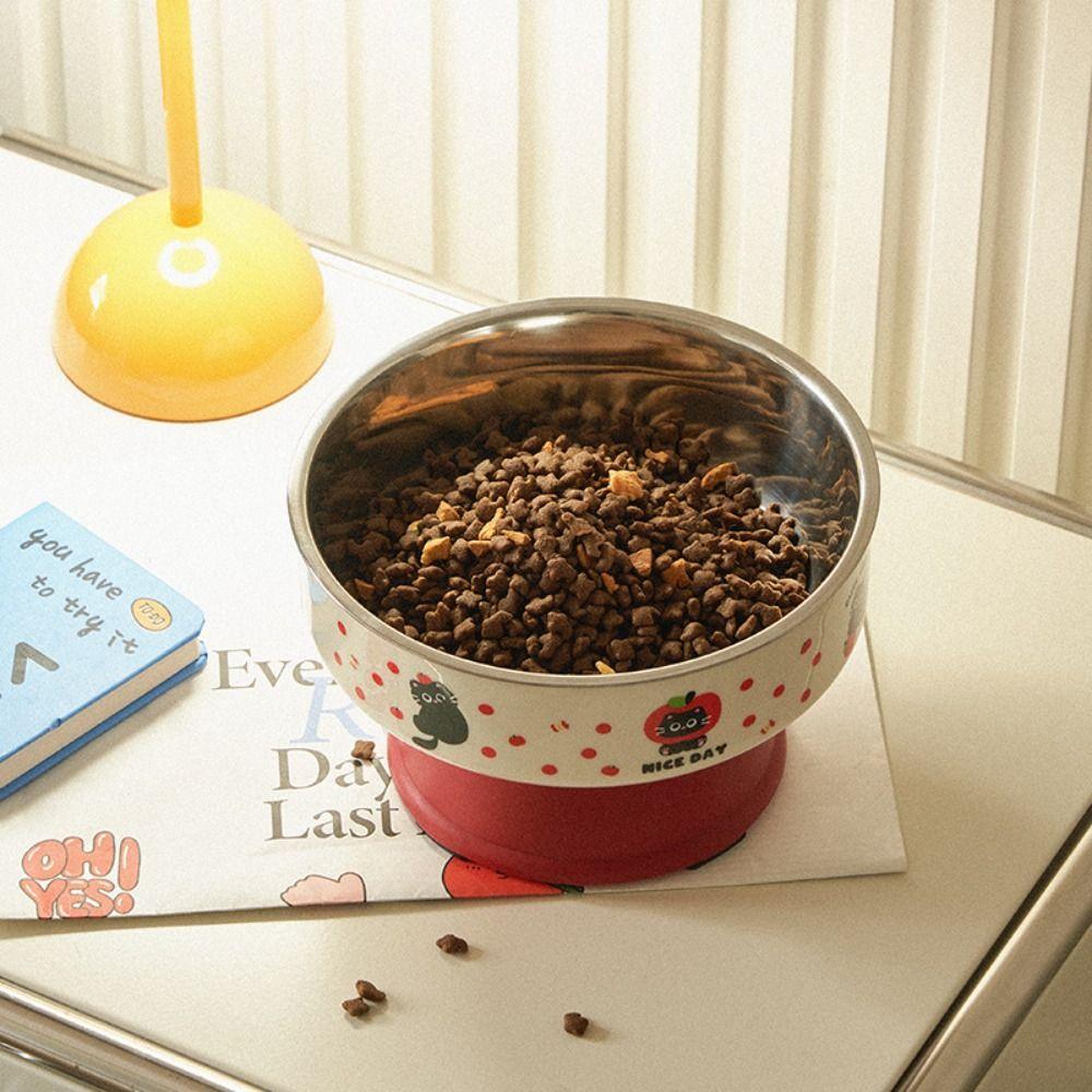 Cartoon Cat Food Water Bowl Anti Slip Elevated Cats Feeder Bowl  for Kitten/Puppy/Bunny