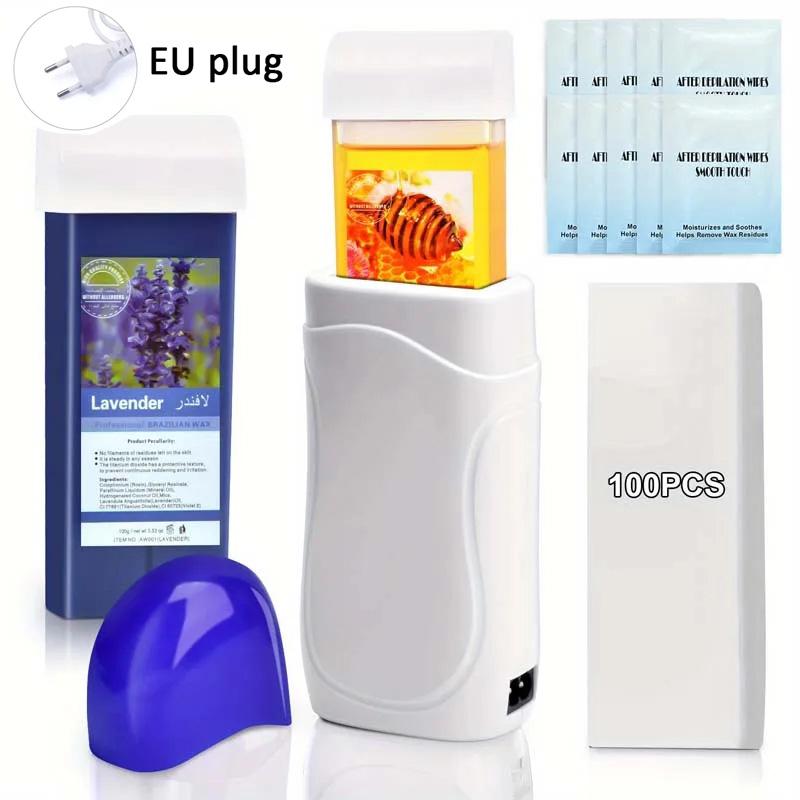 Подогреватель воска для удаления волос, роликовый воск, набор для воска для рук, ног, пальцев ног, спины, груди, набор роликов с подогревом с картриджем для эпилятора