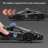 1:32 Scale Revuelto Police Car Model Toy Doors Opened Sound Light Sports Cars Pull Back Alloy Body Vehicle Hobby Decorations