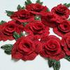 3Pcs/Lot 3D Red Flowers Clothes Patch Decoration Material Sweater DIY Accessories